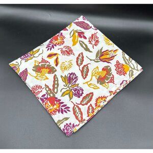 Vintage Handmade Tablecloth Botanical Floral Maroon Yellow Autumn Fall 53"x55"